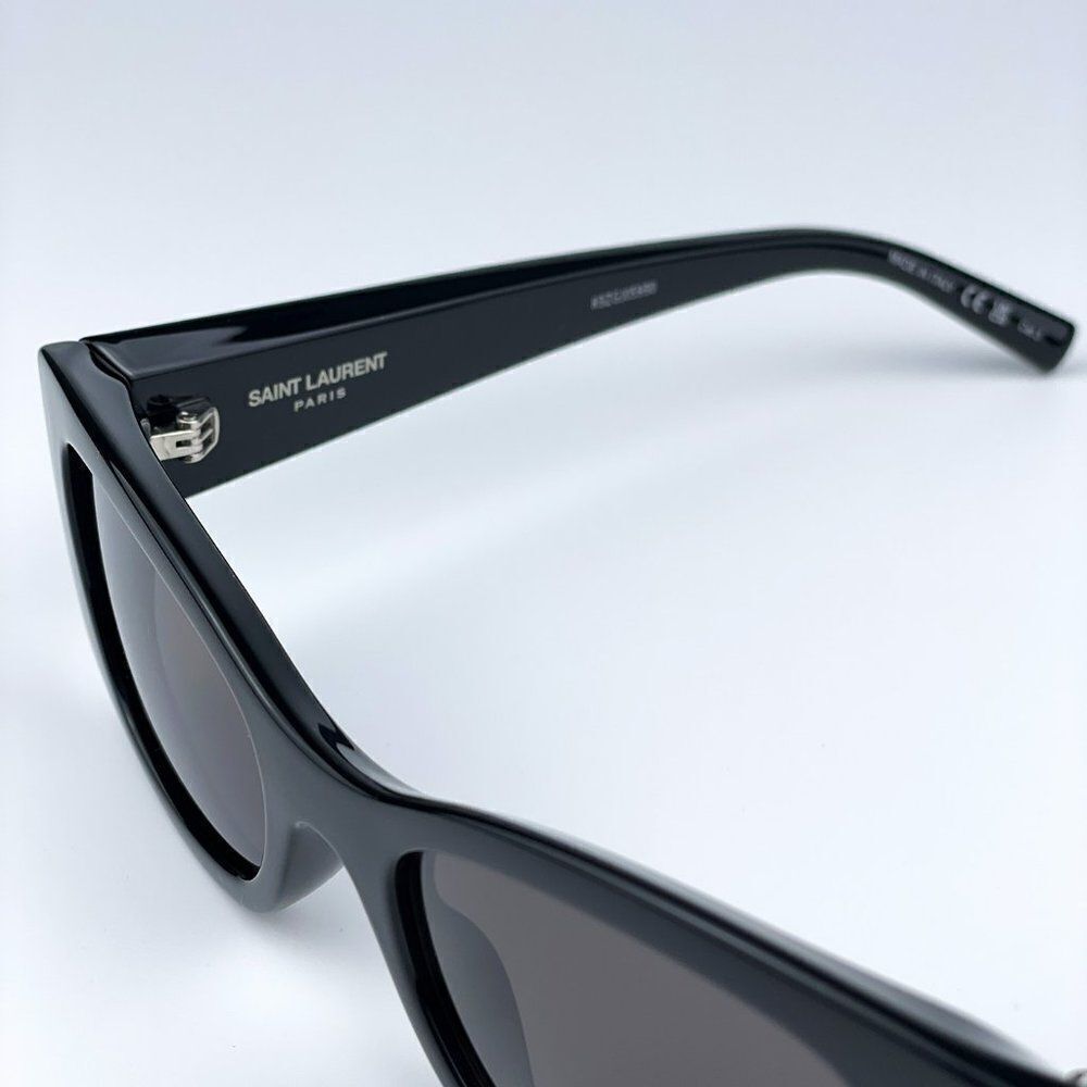NEW Saint Laurent SL593 001 Black Square Unisex Sunglasses - Picture 8 of 11